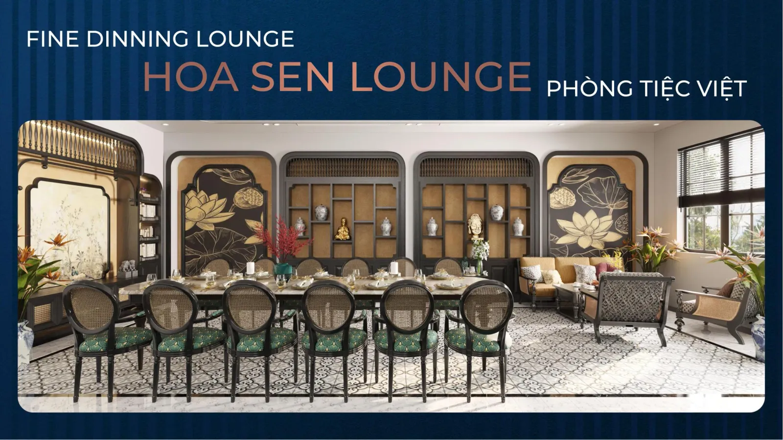 Phòng tiệc Hoa Sen phong cách Việt