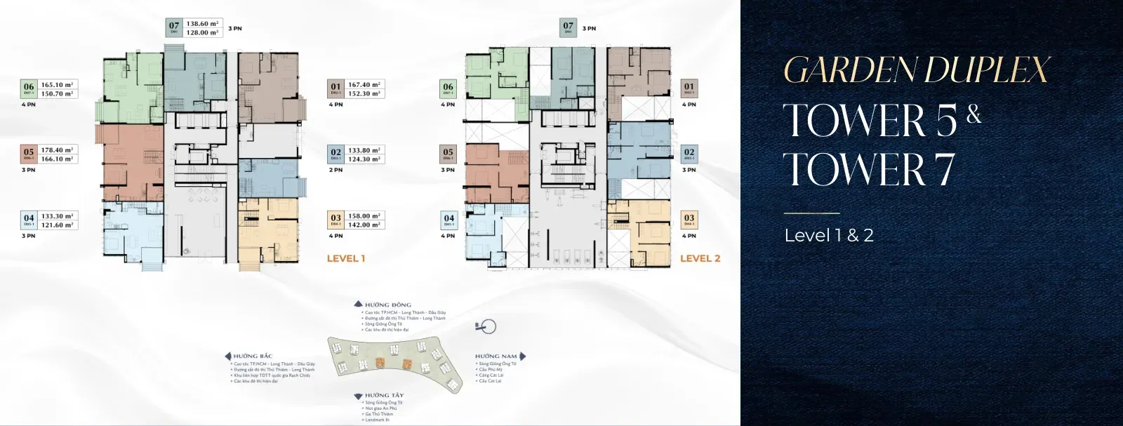 Mặt bằng Garden Duplex tháp 5 và 7, tầng 1 và 2