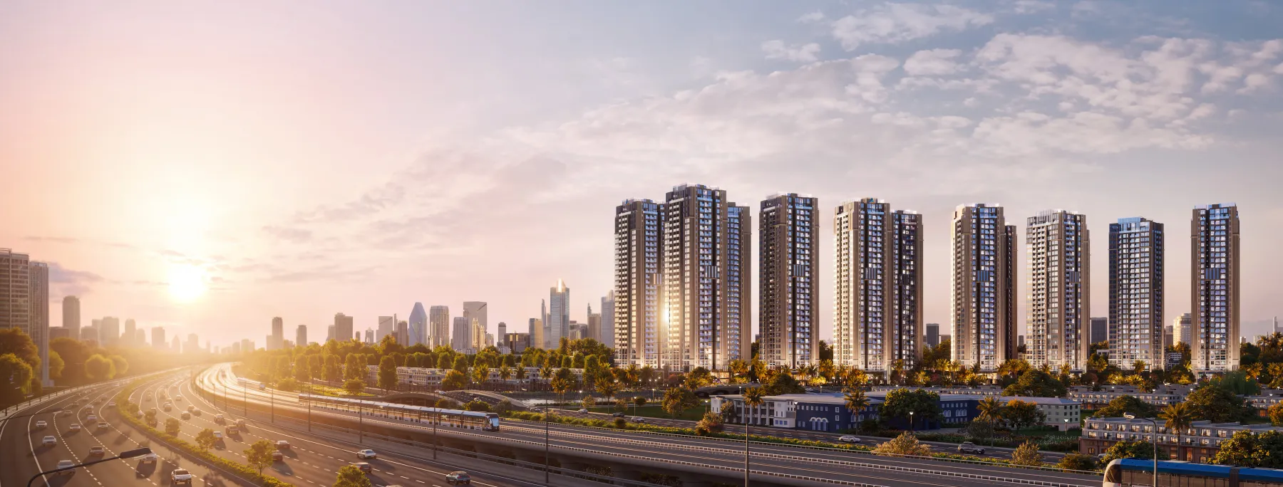 Cụm tháp The Privé đón bình minh bên cao tốc